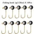 Mini Jig Head Fishing Hooks Set - 10 Pieces, 1g-5g Weight Range, Ice Fishing Tackle with Soft Lure Compatibility