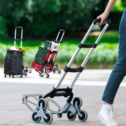 GIANXI Aluminum Alloy Folding Shopping Cart - Lightweight Stair Climbing Grocery Trolley