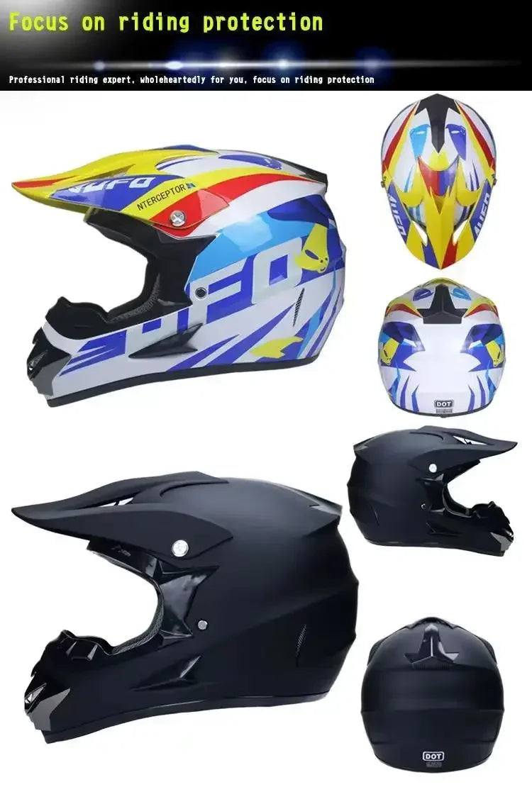 Youth Motocross Full Face Helmet - Kids Off-Road Safety Helmet with DOT Protection