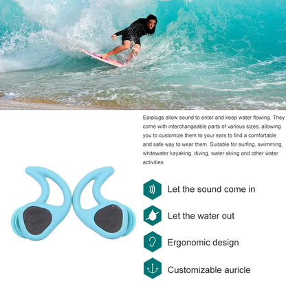 Universal-Fit Waterproof Ear Plugs with Sound Transmission - Swimming Surfing Diving Water Sports Accessories with Lanyard