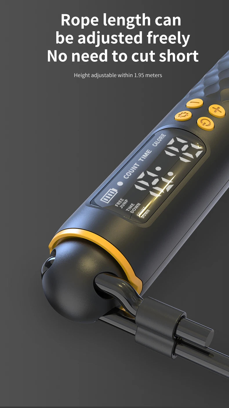 USB Rechargeable Smart Jump Rope - Digital Wireless Calorie Counter with Adjustable Length