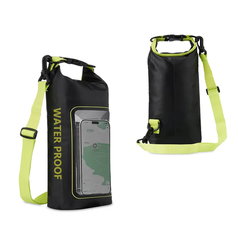 Waterproof PVC Outdoor Dry Bag - 5L & 2L Capacity - Multi-Sport Floating Bag for Swimming, Diving, Kayaking, Rafting & Beach Activities - Crossbody Shoulder Travel Bag for Surfing