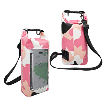 Waterproof PVC Outdoor Dry Bag - 5L & 2L Capacity - Multi-Sport Floating Bag for Swimming, Diving, Kayaking, Rafting & Beach Activities - Crossbody Shoulder Travel Bag for Surfing