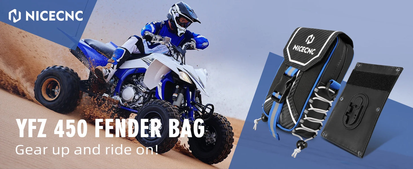 NICECNC Water-Resistant Front Fender Tool Bag for Yamaha YFZ 450 YFZ450R YFZ450X YFZ450SE - ATV Off-Road Storage Pack