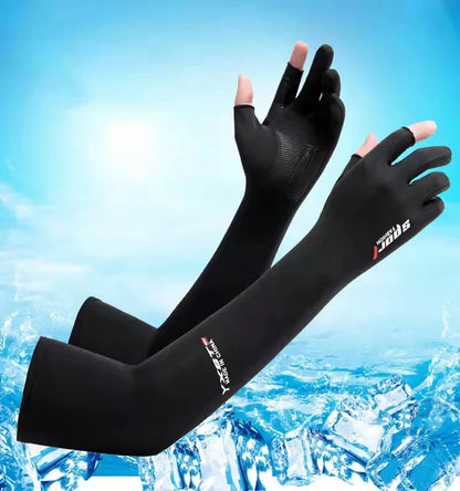 UPF 50+ Sun Protection Arm Sleeves - Cooling Ice Silk Cycling & Sports Arm Covers