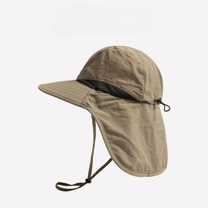 Unisex Wide Brim Sun Hat - Waterproof Quick-Dry Mesh Bucket Hat with Neck Flap for Outdoor Summer Protection