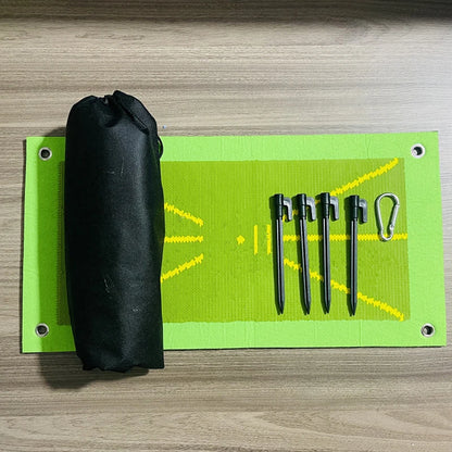 Golf Hitting Mat for Indoor and Outdoor Training – Practice Mat with 4 Floor Nails + 1 Hook