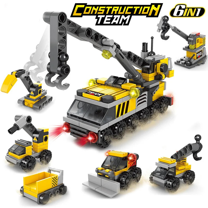 6-in-1 Mini Building Blocks Set - DIY Police, Fire Truck, Castle & More Educational Construction Toy (Ages 6+)