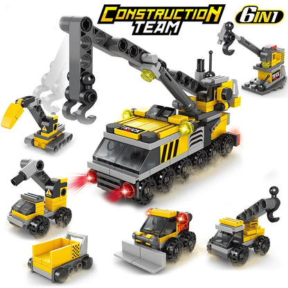 6-in-1 Mini Building Blocks Set - DIY Police, Fire Truck, Castle & More Educational Construction Toy (Ages 6+)