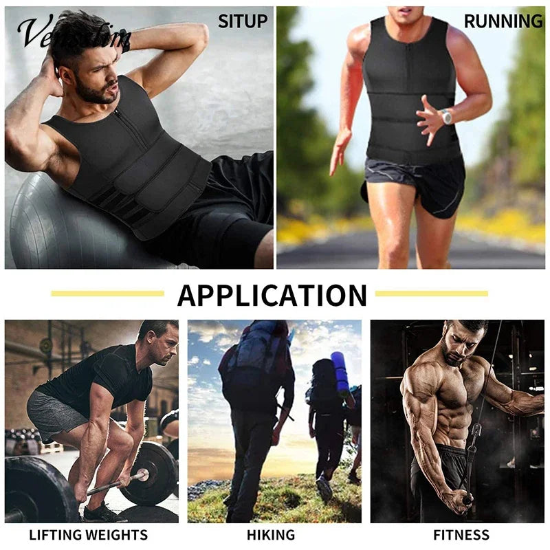 Men's Compression Body Shaper - Waist Trainer Vest with Sauna Sweat Technology for Fat Burning Workouts