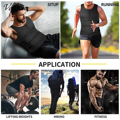 Men's Compression Body Shaper - Waist Trainer Vest with Sauna Sweat Technology for Fat Burning Workouts
