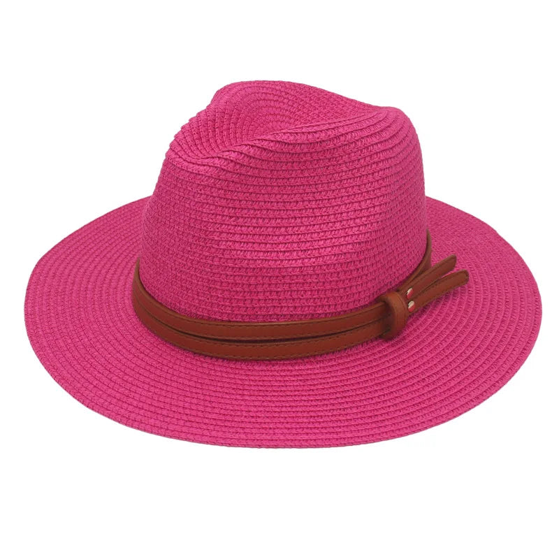 Breathable Straw Panama Hat - European American Style Jazz Sun Hat for Beach & Leisure