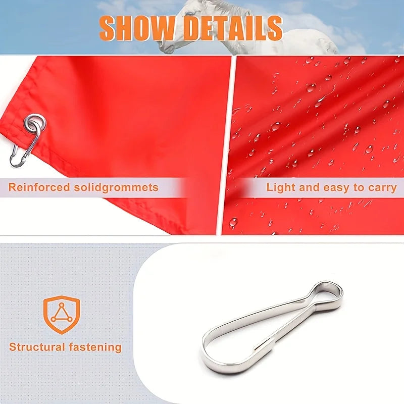 Retractable Horse Training System - Heavy-Duty Telescopic Pole with Quick-Release Hook and Red/White Flag - Portable Equipment for Dressage, Show Jumping, and Cross-Country - Beginner-Friendly