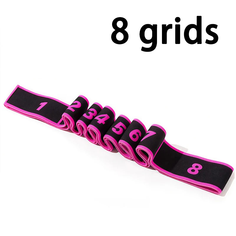 Yoga Stretch Belt (8/10 Sections) - Elastic Resistance Band for Dance, Pilates & Fitness Training