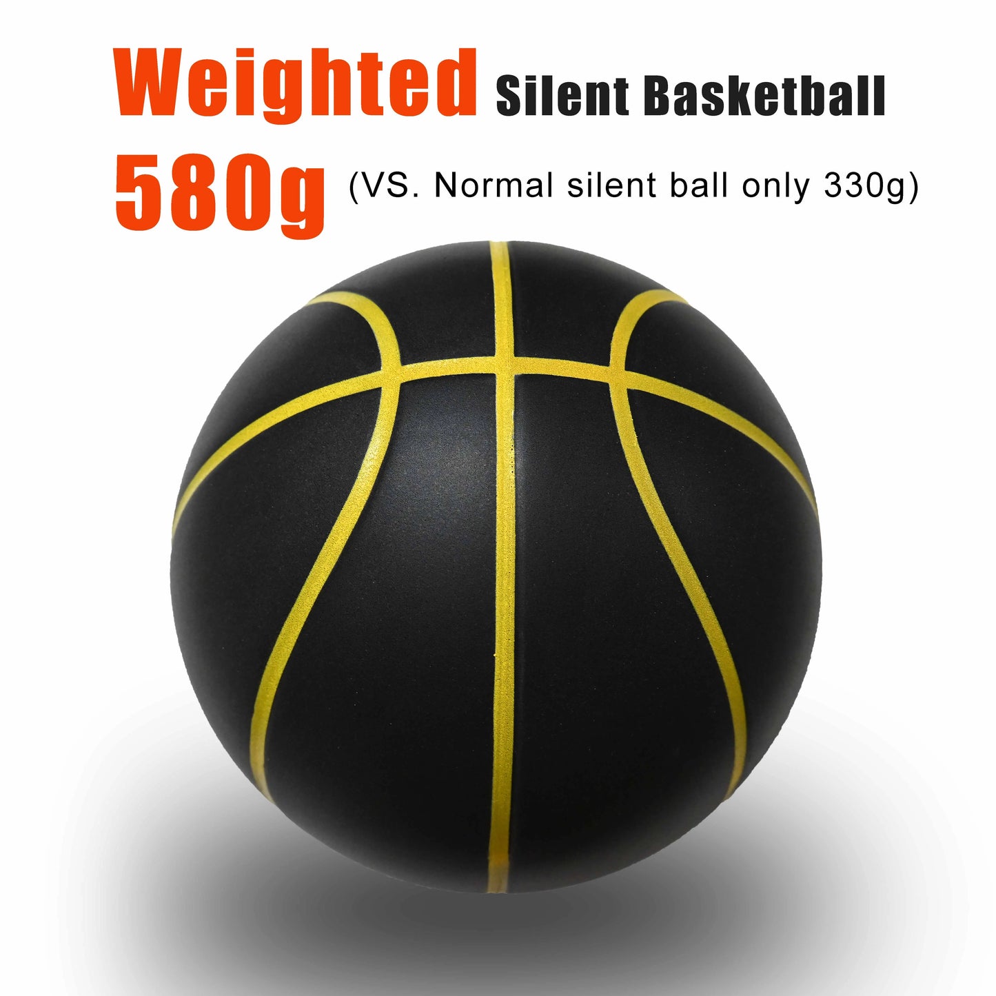 Silent Basketball Size 7 (29.5") - 580g Weighted Noiseless Indoor PU Foam Airless Basketball with Quiet Bounce
