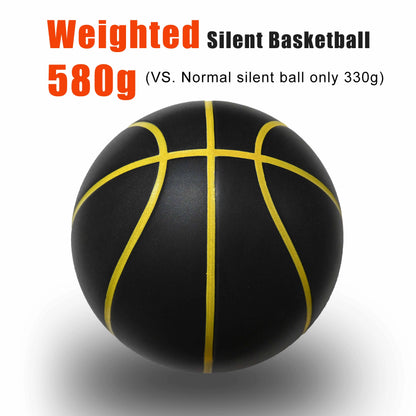 Silent Basketball Size 7 (29.5") - 580g Weighted Noiseless Indoor PU Foam Airless Basketball with Quiet Bounce