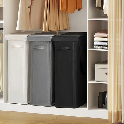 Wheeled Laundry Hamper with Lid - Closed Storage Basket for Bedroom, Bathroom & Laundry Room