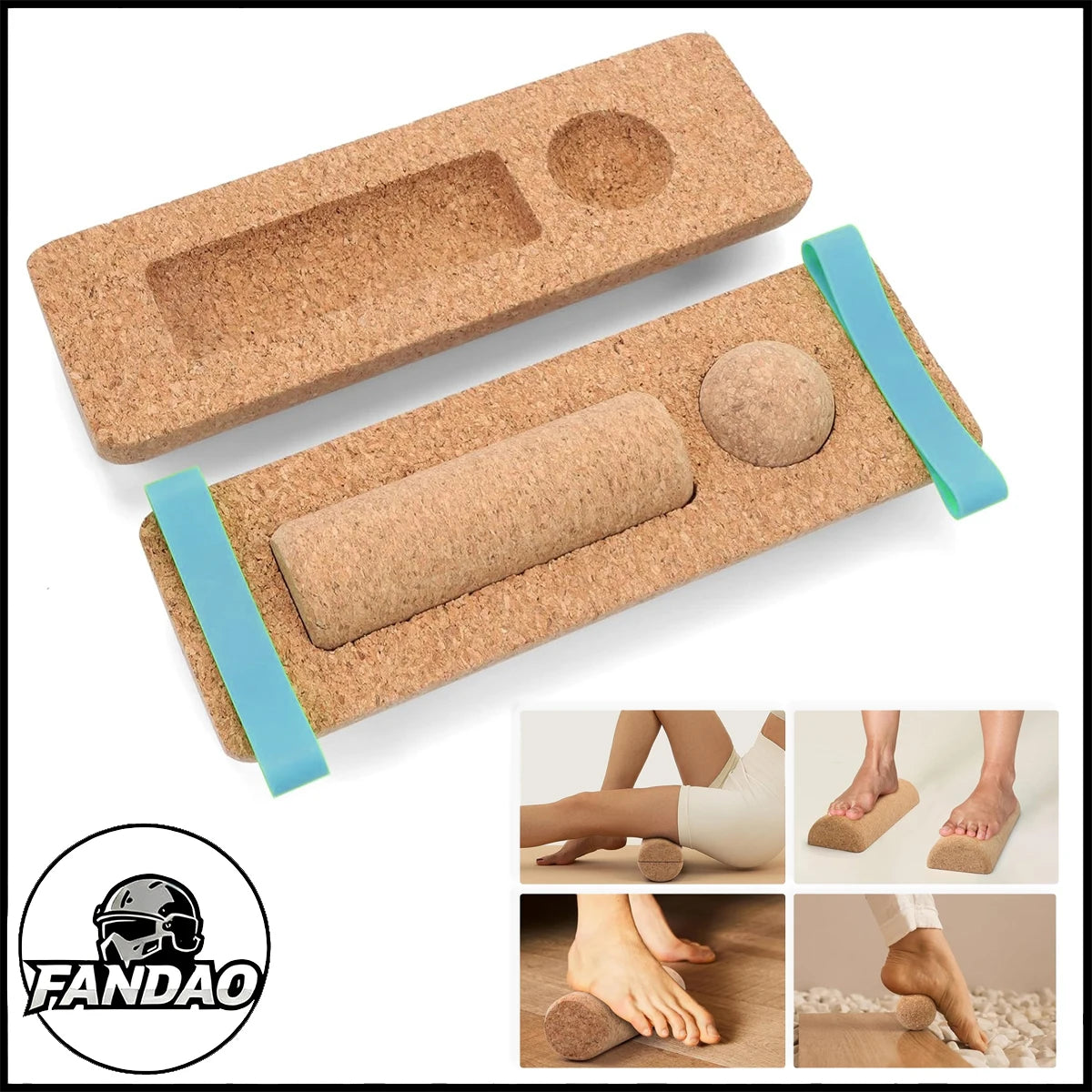 Premium Cork Balance Board - Foot Strengthener and Ankle Stability Trainer for Yoga and Rehabilitation