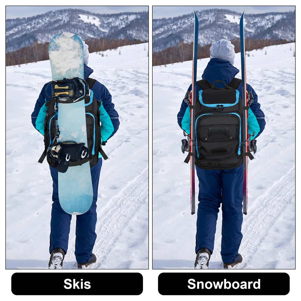 50L Waterproof Ski Boot Bag Backpack - Large Capacity with Dry Wet Separation for Snowboard Boots, Helmet, Goggles & Skis
