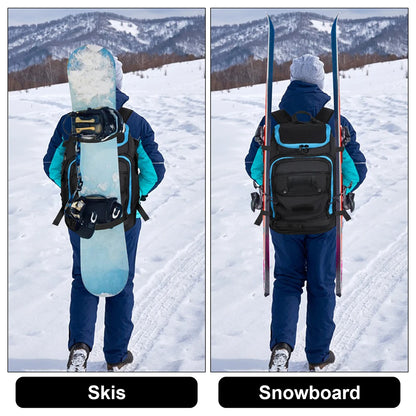 50L Waterproof Ski Boot Bag Backpack - Large Capacity with Dry Wet Separation for Snowboard Boots, Helmet, Goggles & Skis