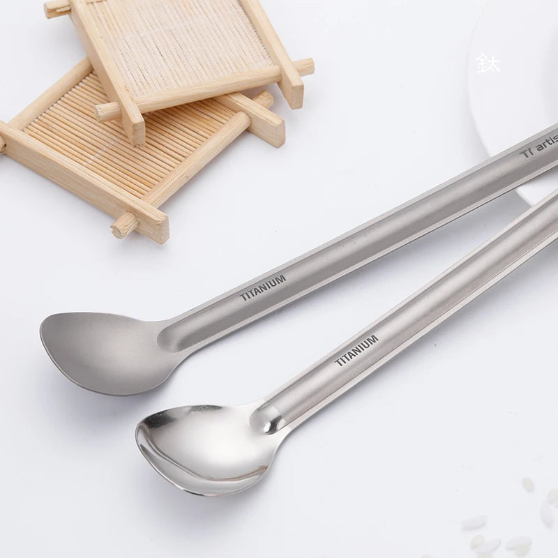 Ultralight Titanium Long Handle Spork - Portable Outdoor Camping Cutlery & Tableware by Tiartisan