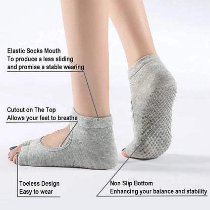 Premium Women's Two-Toe Yoga Socks - Anti-Slip Cotton Pilates & Ballet Dance Socks with Quick-Dry Breathable Design