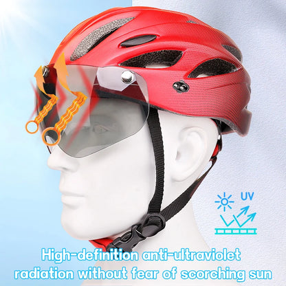 X-TIGER Adult Cycling Helmet with LED Rear Light - Dual Mode Goggle, Lightweight Breathable Design, Fits 58-62cm