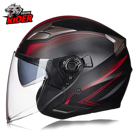 Half Face Motorcycle Helmet - Double Lens, Four Season, Unisex Street Fashion Safety Helmet