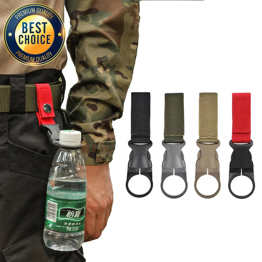 Outdoor Nylon EDC Carabiner Water Bottle Holder - Webbing Buckle Hook Clip for Backpack Belt Camping & Climbing