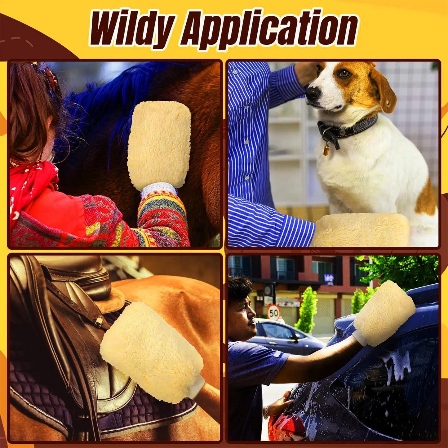 Fleece Grooming Mitt for Horses - Tick Applicator Glove for Bathing & Cleaning, Multifunctional for Cats, Dogs & Bunnies, 1pc