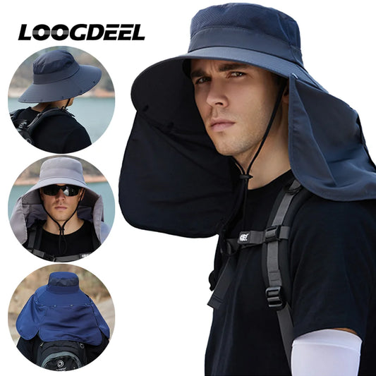 Summer Sunshade Fishing & Cycling Cap - Oversized Brim Dual-Purpose Face Covering Hat with UV Protection