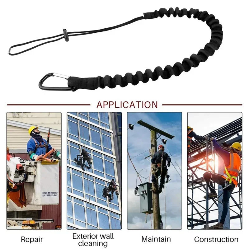 Heavy-Duty Safety Harness for Aerial Work - Elastic Buffer Sling Belt with Anti-Fall Carabiner Hook and Rope Protection System