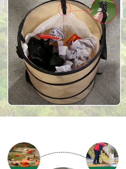 Portable Pop-Up Camping Trash Can - Collapsible Outdoor Garbage Container for Garden & Camping