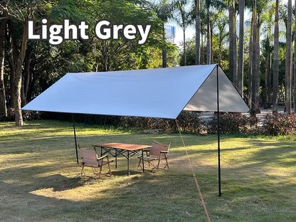 Waterproof Camping Tarp - 3500mm PU Coated 190T Polyester Sun Shelter with UV Protection - Multiple Sizes Available