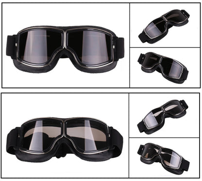 Retro Motorcycle Goggles - Windproof Folding Helmet Sunglasses with Leather Trim