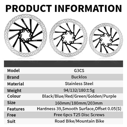 Ultralight Hydraulic Disc Brake Rotor 160/180/203mm - Mountain & Road Bike Compatible with Free Mounting Bolts