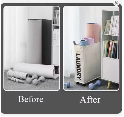 Foldable Laundry Basket with Wheels - Multi-Purpose Storage for Clothes, Yoga Gear & Bathroom Accessories