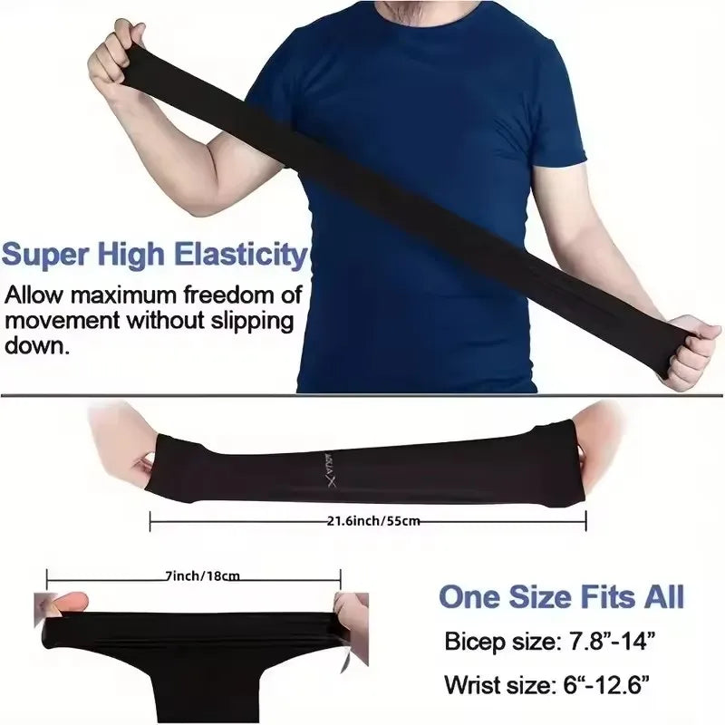UV Protection Ice Silk Arm Sleeves - Men's Cooling Sports Arm Covers for Cycling, Running & Outdoor Fitness