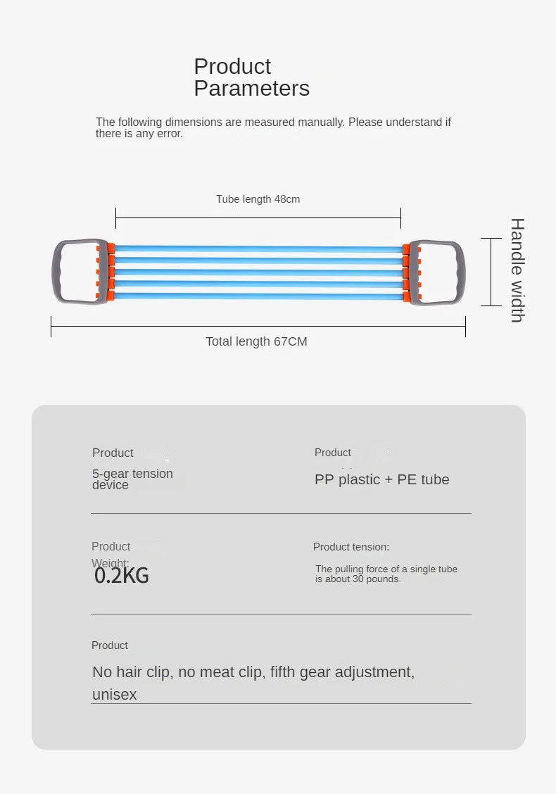 5-Band Chest Expander – Removable Resistance Bands for Pilates, Push-Ups & Full-Body Muscle Training