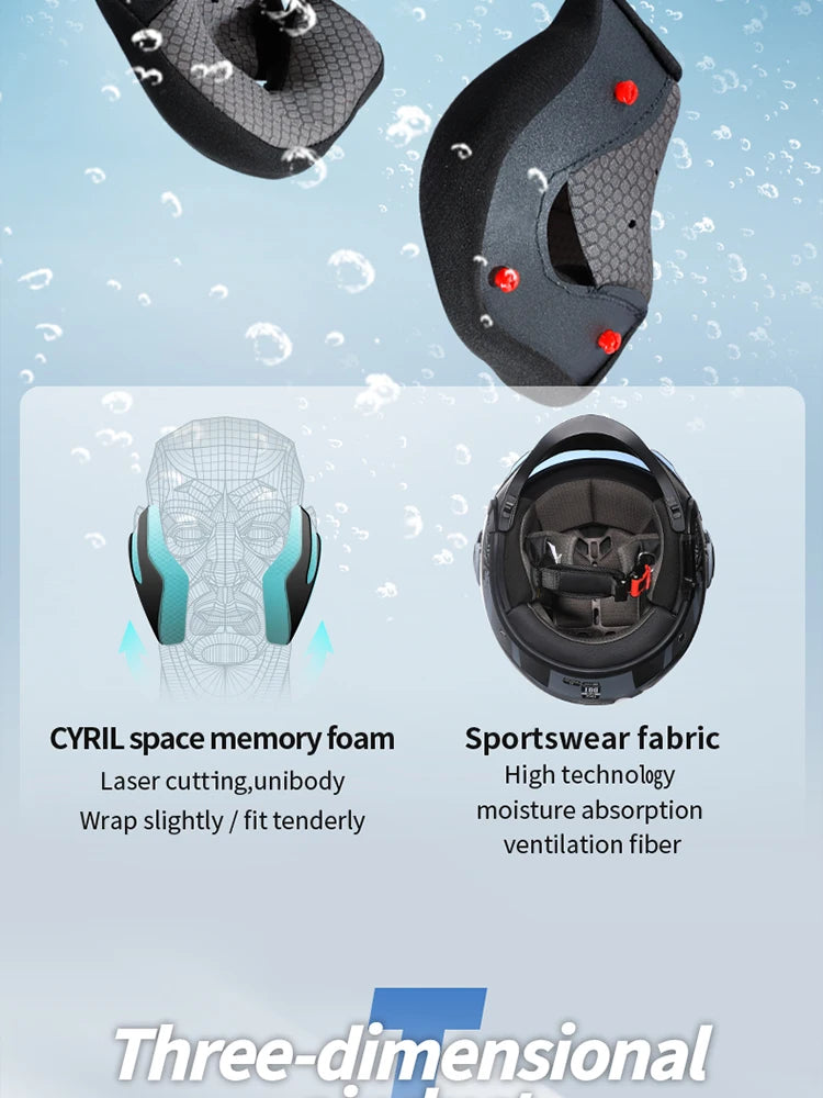 Modular Motorcycle Helmet - Full Face/Open Face 3/4 Dual Visor Helmet (ECE/DOT Certified, Unisex)