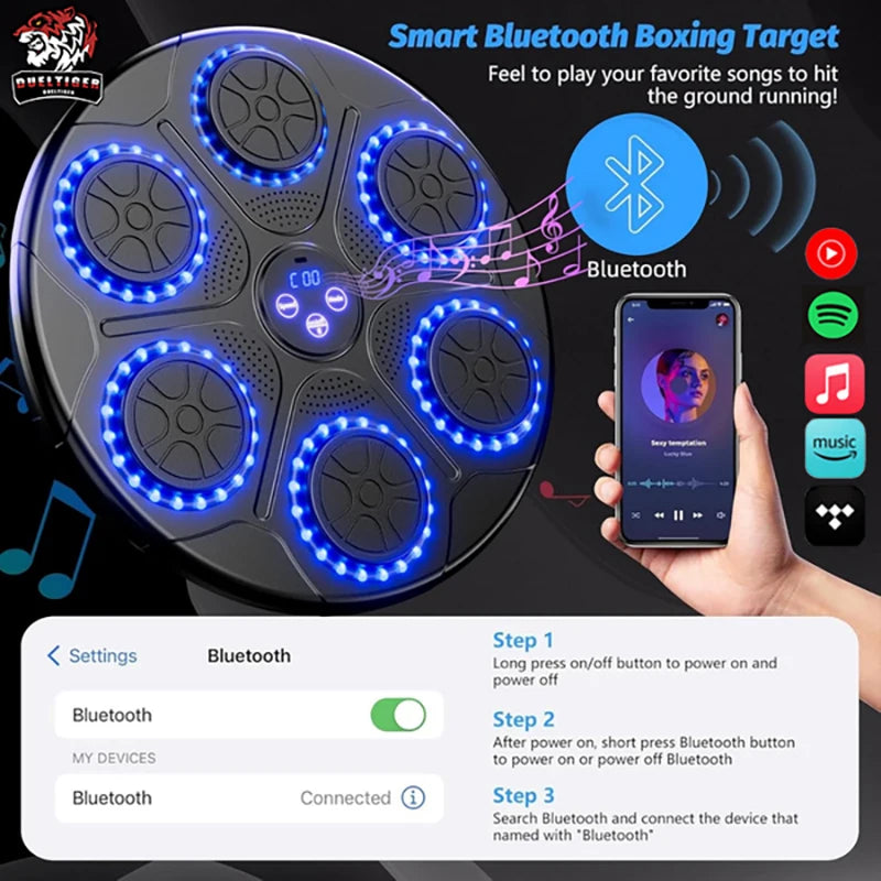 Smart Bluetooth Music Boxing Trainer - Wall-Mounted Electronic Punching Target for Home & Gym