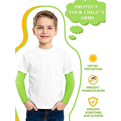 Kids UV Protection Arm Sleeves - Ice Silk Cooling Compression Sleeves for Boys & Girls Outdoor Sports (1 Pair)
