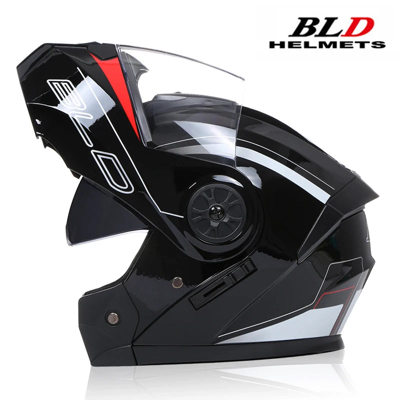 BLD Personalized Full Face Motorcycle Helmet - Dual Lens Modular Flip Up Design for Men & Women - Motocross Racing Casco Moto