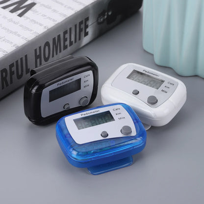 Clip-On Pedometer & Step Counter — Steps, Miles, Calories & More