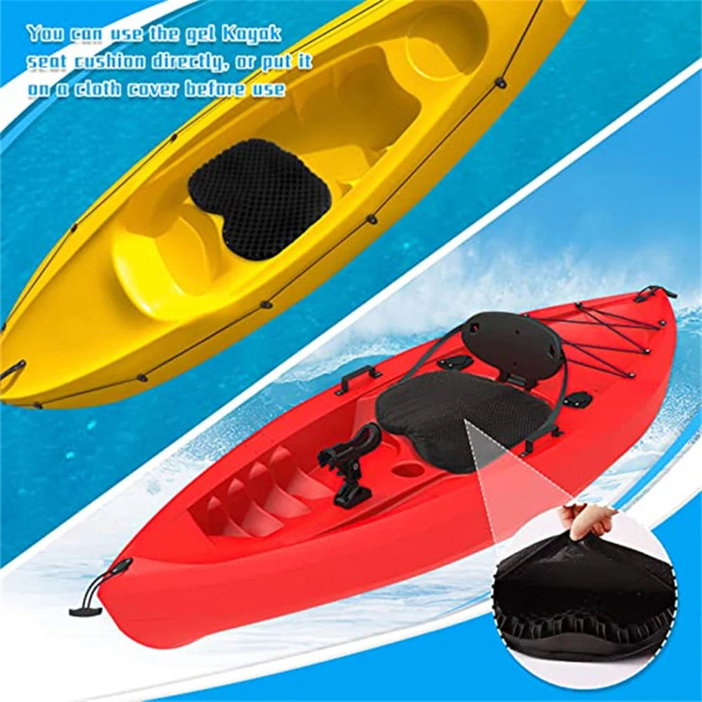 Anti-Slip Gel Kayak Seat Cushion - Waterproof Non-Slip Seat Pad for Sit-In Kayaks, Inflatable Kayaks, Canoes, and Boats