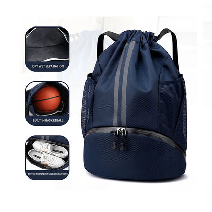 Dry-Wet Separation Sports Backpack - Basketball Swimming Training Bag with Drawstring - Women's Fitness Storage Bag