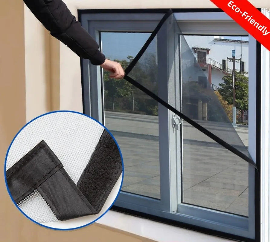 Self-Adhesive Window Mosquito Net - Anti-Insect Mesh Screen with Hook & Loop Fastener for Home & Camping