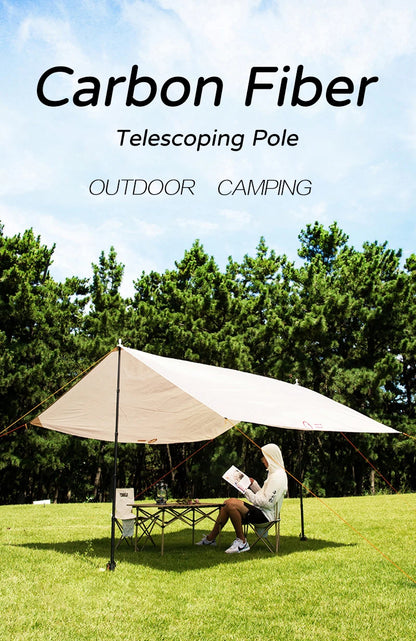 Ultralight Carbon Fiber Telescopic Tarp Pole - Adjustable Camping Tent Pole (2.4m-3m Lightweight)