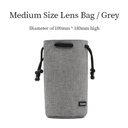 Camera Lens Bag - Waterproof Drawstring Pouch with Fleece Protection for DSLR Cameras