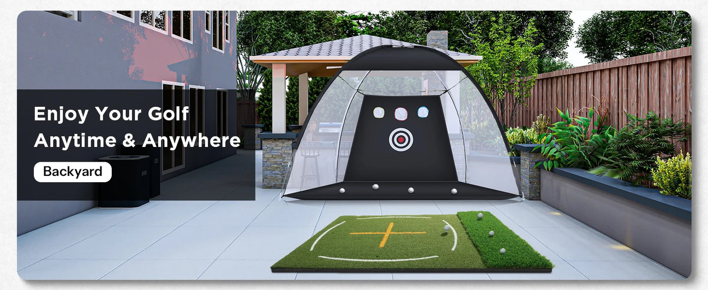 5x4ft Dual Turf Golf Hitting Mat - Thickened Practice Mat with Standing Guide-Line & Swing Path Line